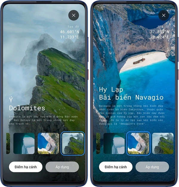 Siêu hình nền MIUI 12 sẽ làm bạn say đắm với cảnh biển xinh đẹp tại Navagio hay những nét đẹp hoang dã và núi đá của Núi Dolomites. Với sự kết hợp tinh tế giữa siêu hình nền và cảnh quan tự nhiên, bạn sẽ có được một trải nghiệm tuyệt vời khi sử dụng điện thoại của mình. Vậy tại sao không khám phá thêm cùng những hình nền siêu đẹp này?