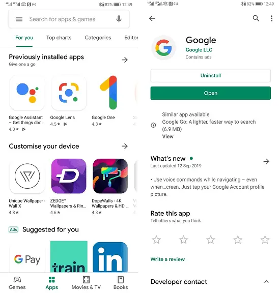 Đăng nhập tài khoản Google cho ứng dụng Google Play rồi dùng nó để tải các ứng dụng mà bạn muốn cho Huawei Mate 30